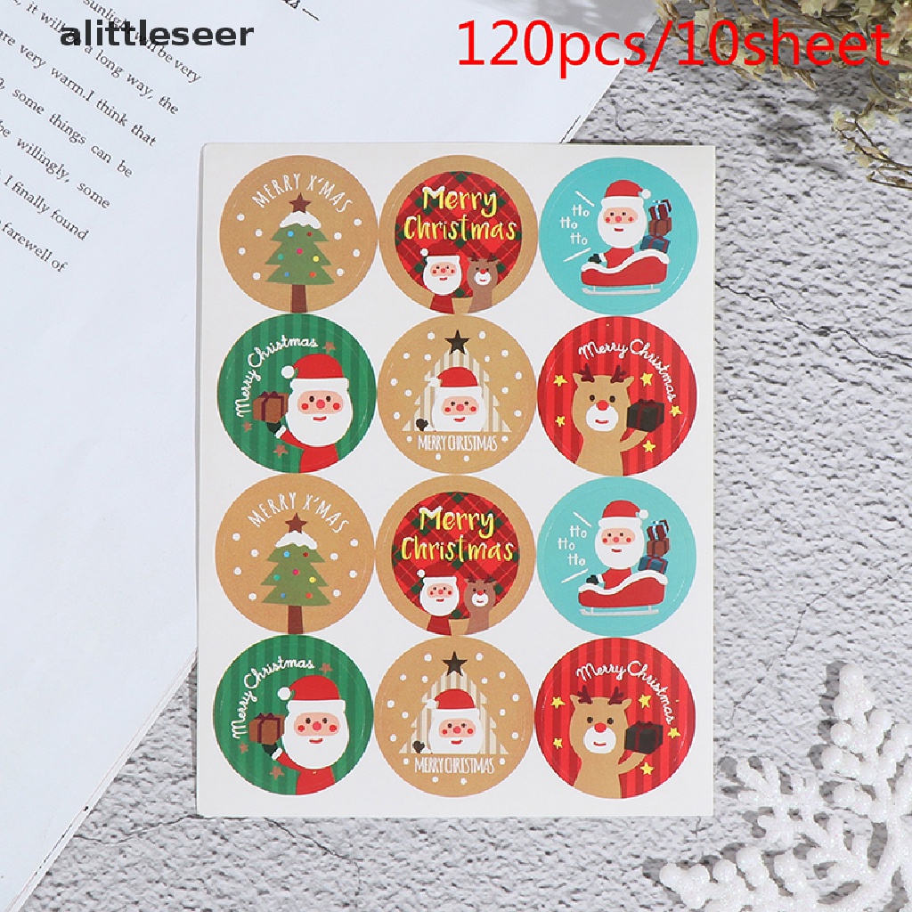 Bộ 120 Miếng Dán Hình Tròn Dùng Trang Trí Quà Giáng Sinh