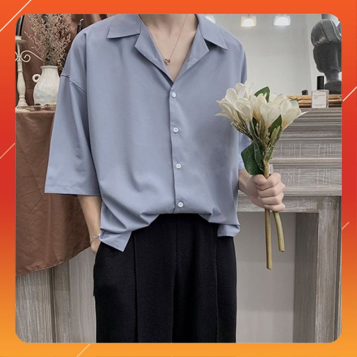 ÁO SƠ MI TAY NGẮN CỔ VEST Thời Trang Nam nhiều màu Nam Nữ Unisex