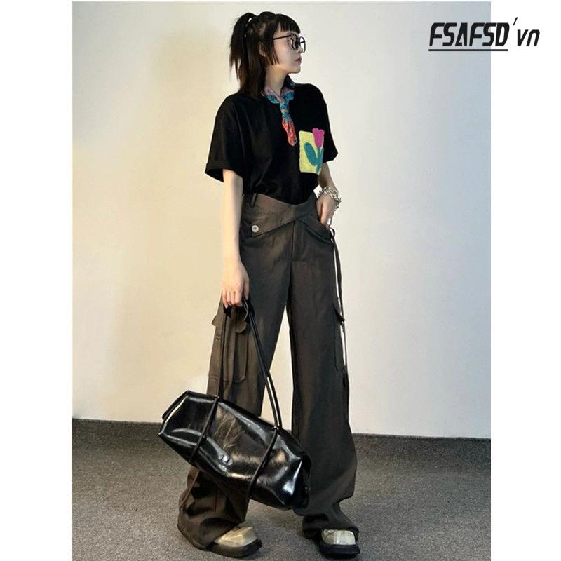 Quần Yếm Dài Ống Rộng Phong Cách Retro Thời Trang Cho Nữ