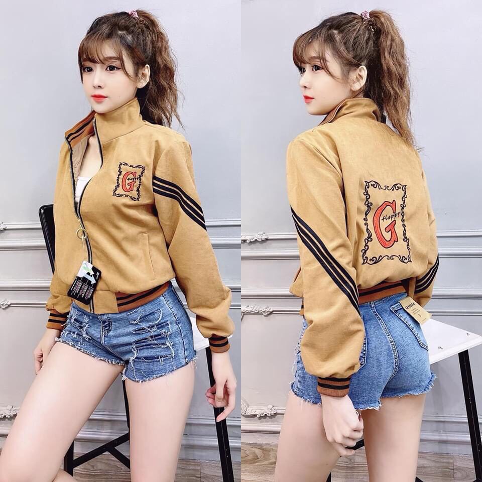 Áo khoác nữ Áo khoác nữ gió dù 2 lớp chống nắng phối viền in logo ngộ nghĩnh-dễ thương | BigBuy360 - bigbuy360.vn