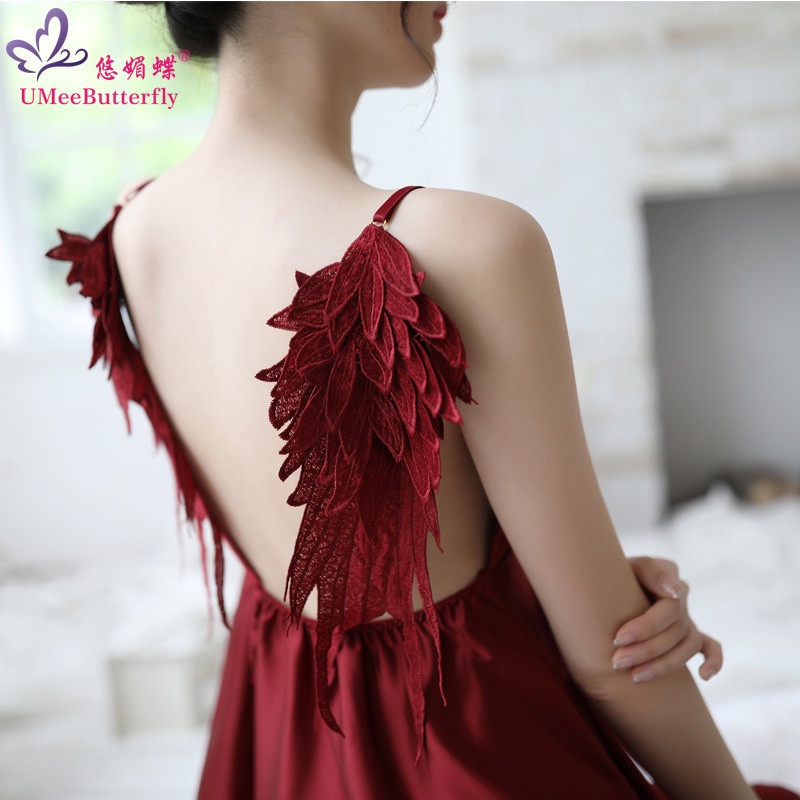 Đầm Ngủ Hai Dây Vải Satin Phối Ren Phong Cách Âu Mỹ Quyến Rũ Cho Nữ