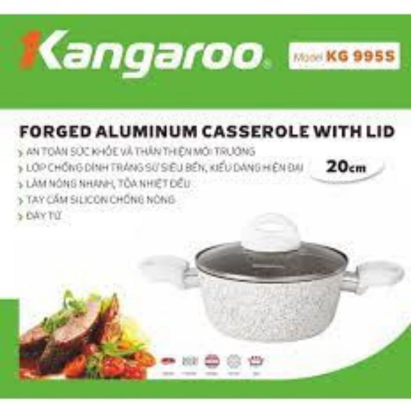 Nồi nhôm chống dính Đáy từ kangaroo KG995XS size 18cm
