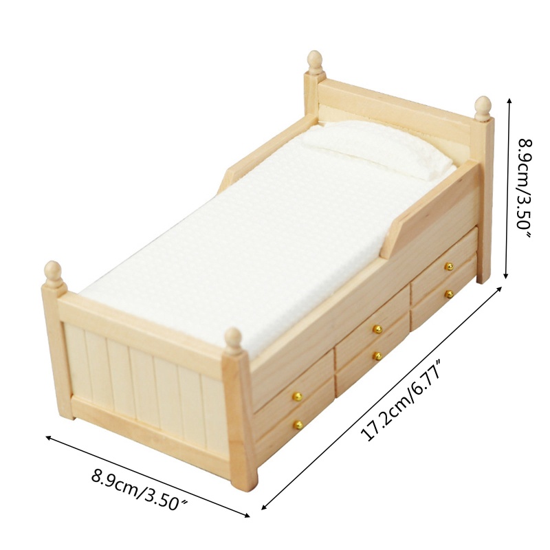 Giường Ngủ Bằng Gỗ Có Ngăn Kéo 1 / 12 Độc Đáo Trang Trí Nhà Búp Bê