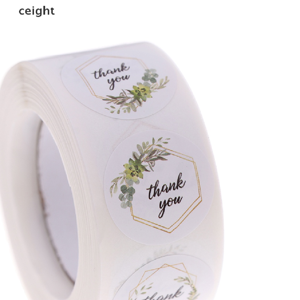 Cuộn 500 Miếng Dán Niêm Phong Bao Bì In Chữ Thank You Độc Đáo Tiện Dụng