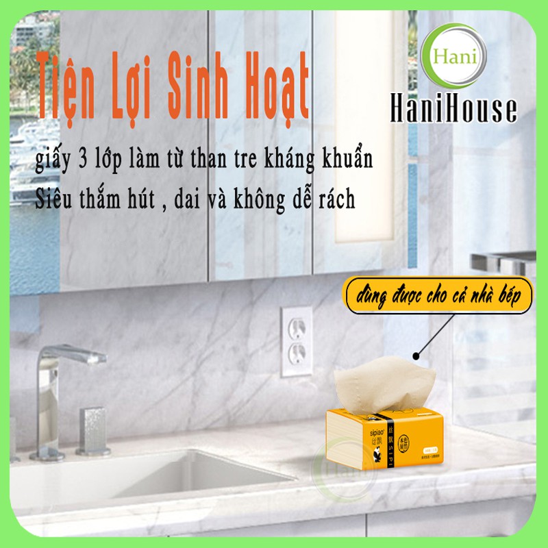 Giấy ăn gấu trúc Sipiao siêu dai thấm hút dày 3 lớp - gói 300 tờ Hani House