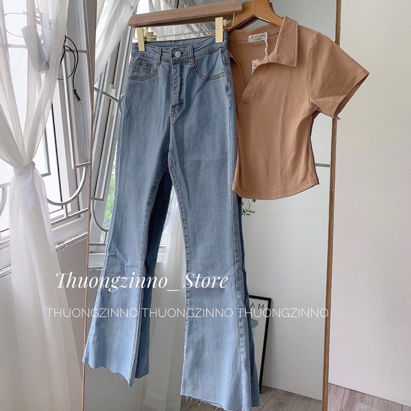 [Ảnh thật/Video]Quần ống loe cắt gấu nhiều màu tôn dáng