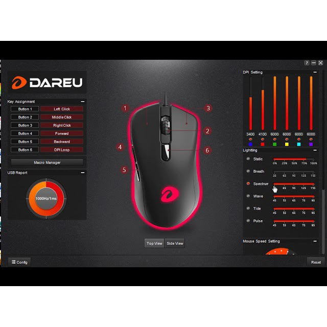 Chuột Gaming DAREU EM908 Độ Nhạy 6400 DPI Độ Bền 50 Triệu Click Hàng Chính Hãng