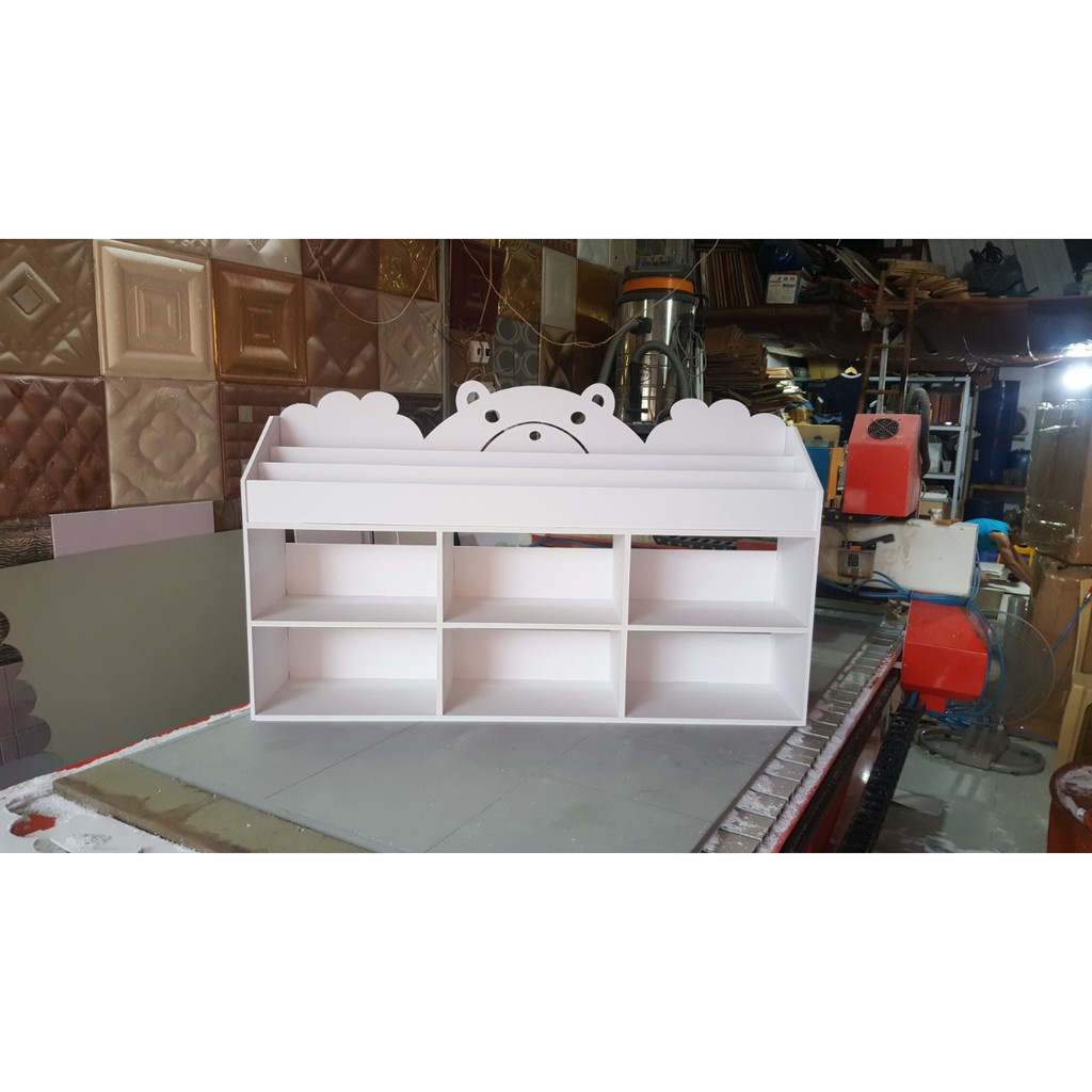 Kệ sách cho bé hình Gấu 2 tầng ngăn chứa đồ full bộ có vít