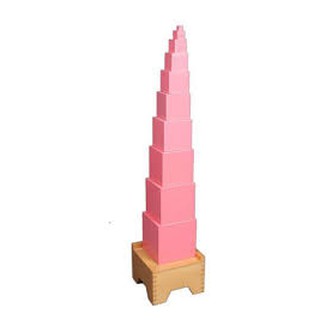THÁP HỒNG kèm thẻ và đế - bản trường học to 10cm - Giáo cụ Montessori