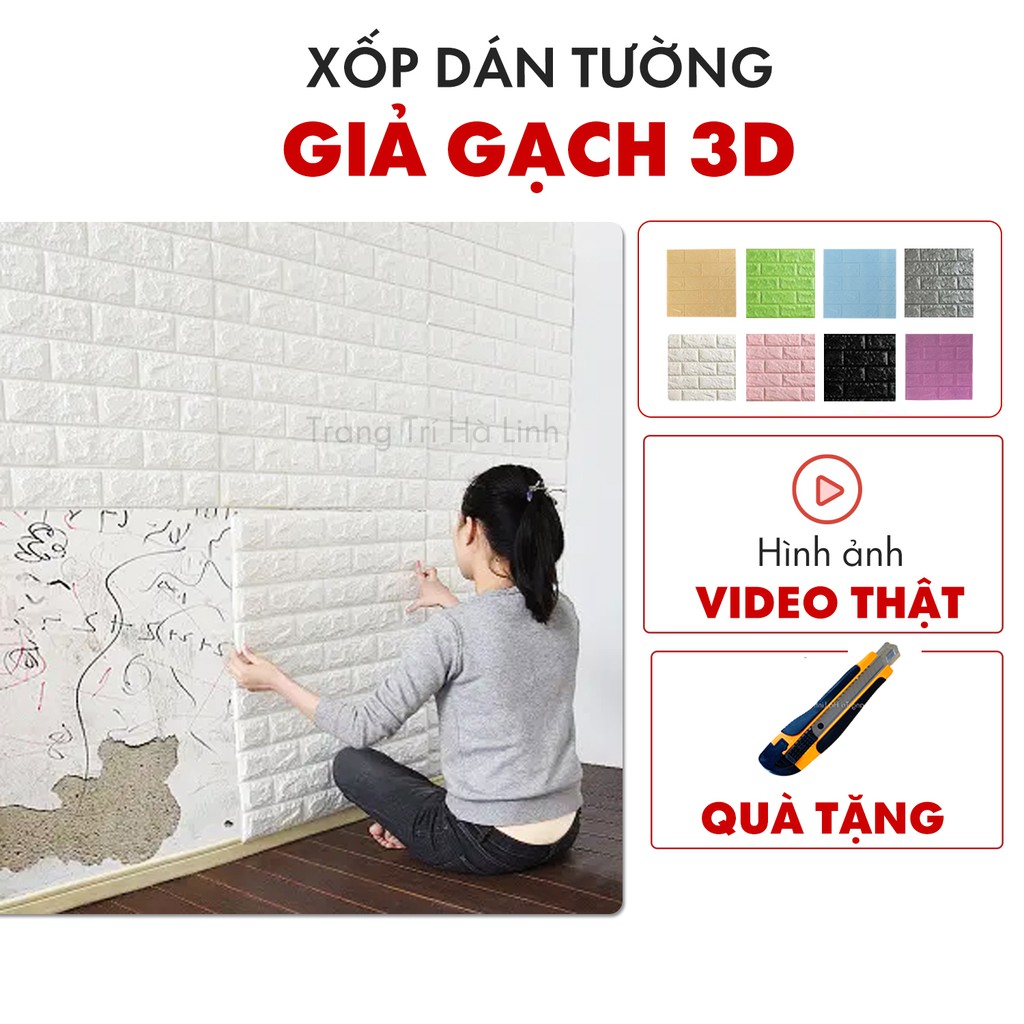 Tấm xốp dán tường giả gạch 3d nhiều màu dày 3.5mm giá rẻ - Trang Trí Hà Linh