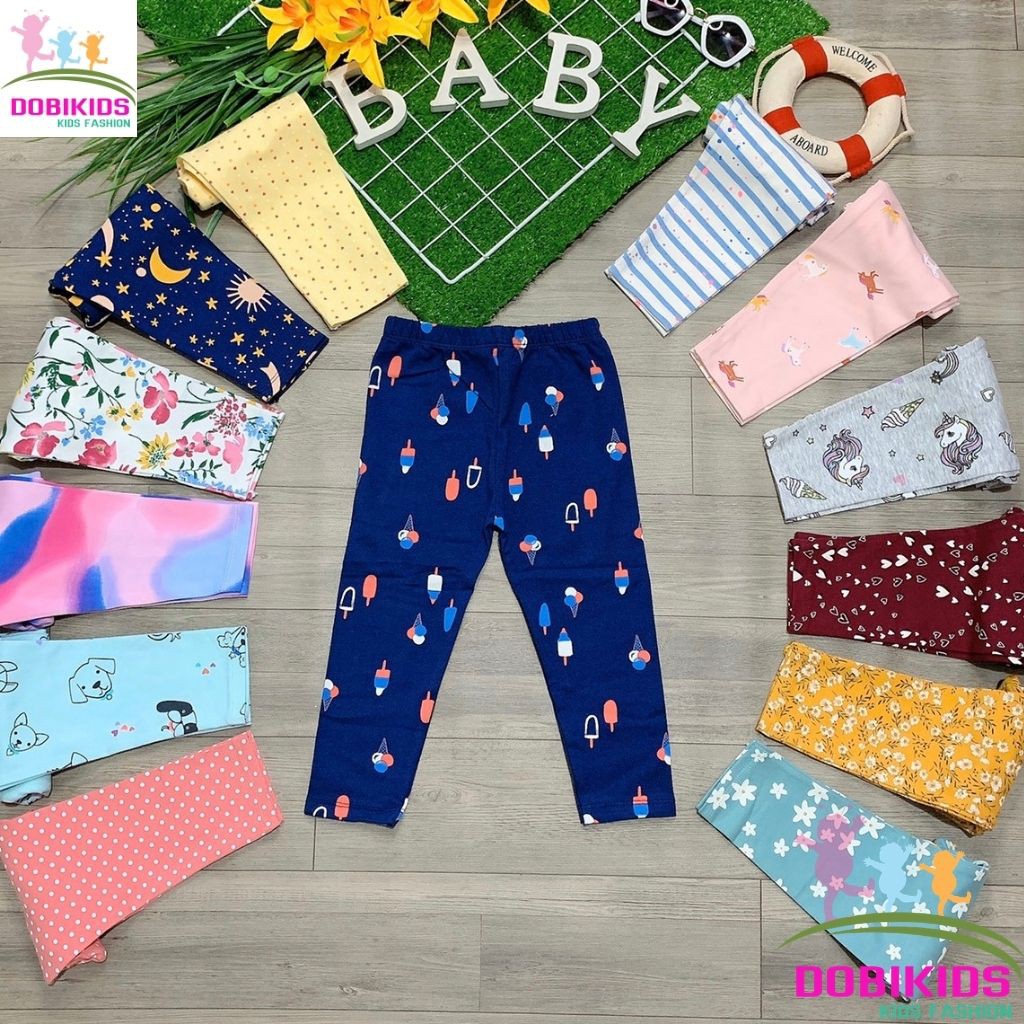 [7-10kg] Quần Legging Cho Bé Gái Set 3Cai Thun Cotton Xuất Mềm Co Giãn (7-10kg)