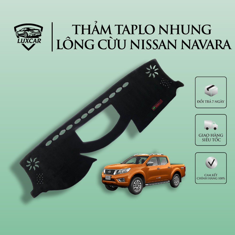 Thảm Taplo Nhung Lông Cừu LUXCAR Xe NISSAN NAVARA - Đế cao su chống trượt đời xe 2015-2020