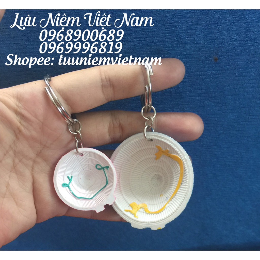 Vỉ 10 cái móc khóa hình chiếc nón lá Việt Nam - Size lớn - 5cm
