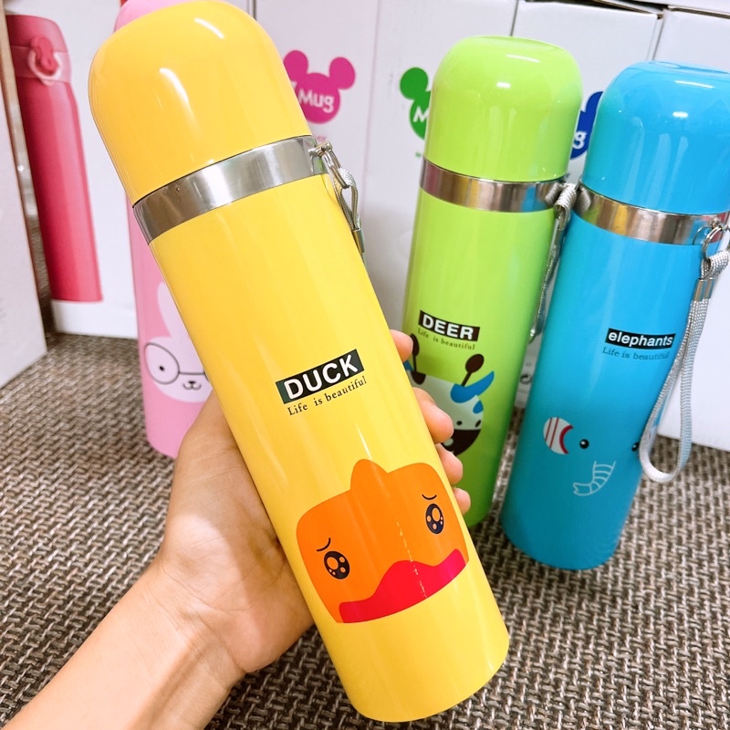 Bình Giữ Nhiệt Inox 304 Hoạ Tiết Dễ Thương Dung Tích 500ml