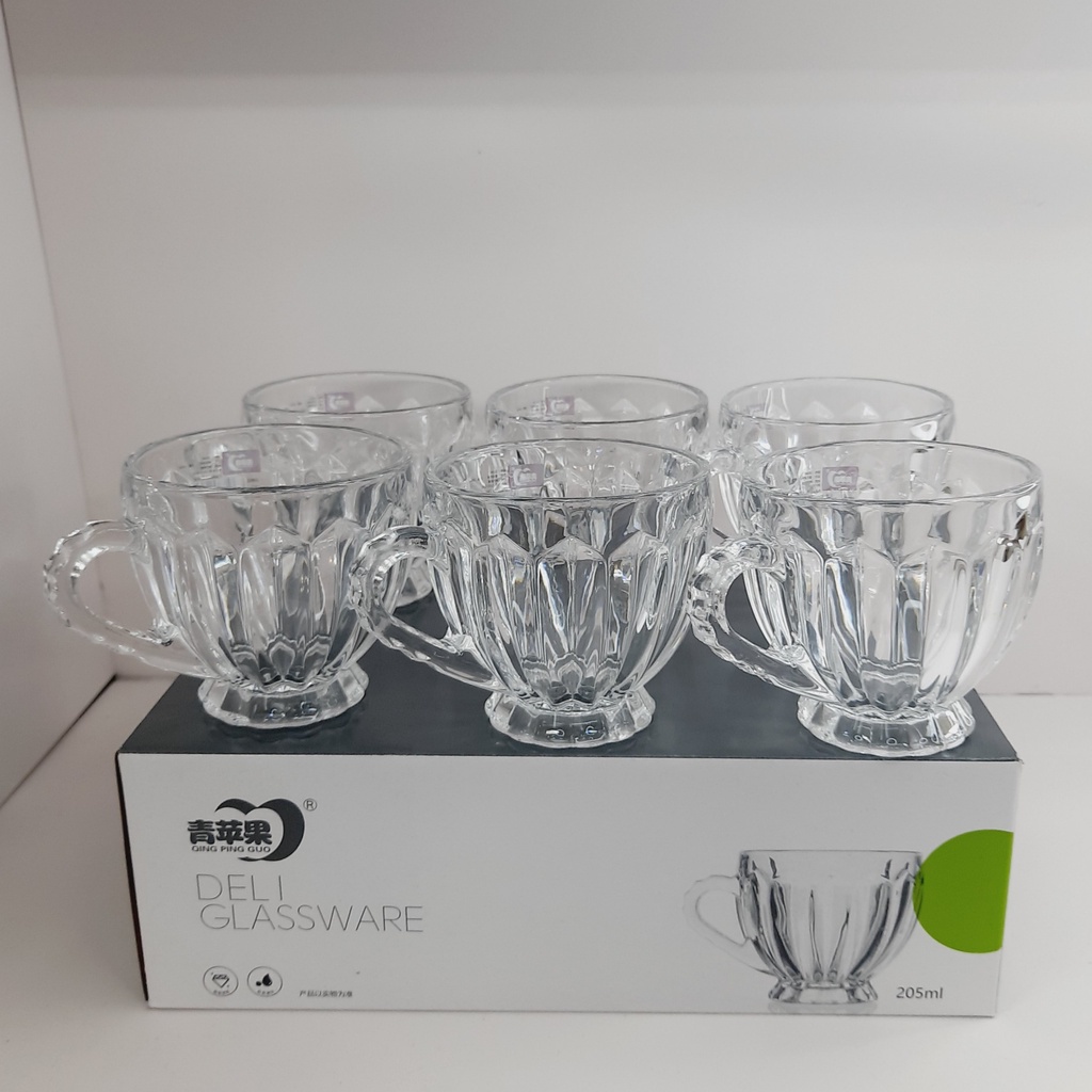 Bộ 6 chiếc cốc thủy tinh dày dặn, sang trọng, tinh tế, dung tích 195ml