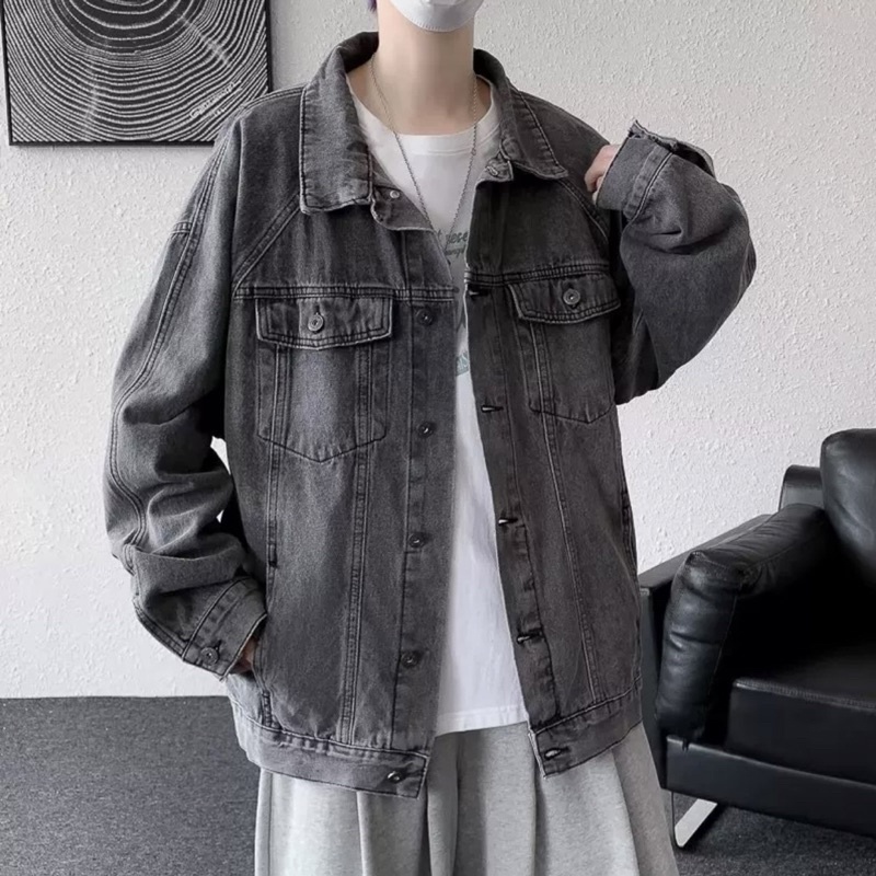 Khoác Denim Xám Chuột Unisex