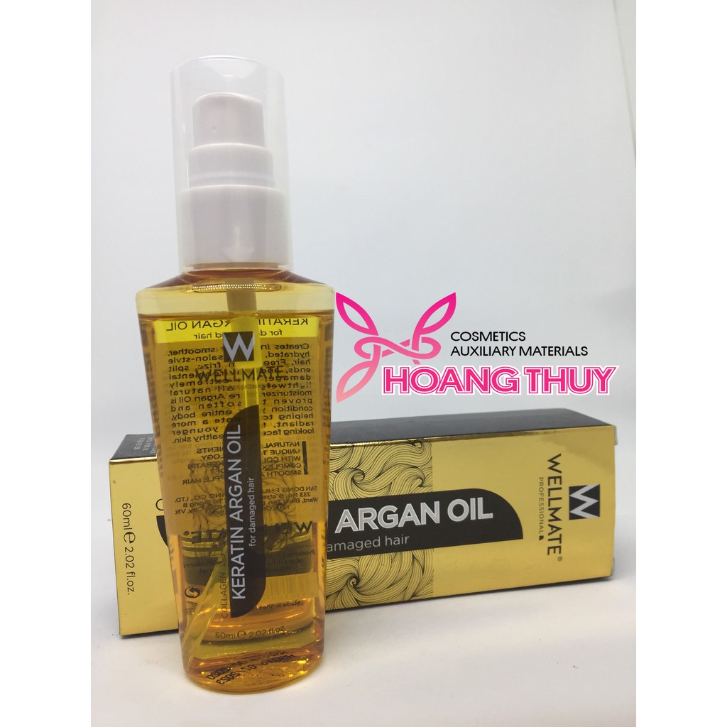 Tinh dầu phục hồi tóc hư tổn WELLMATE Keratine Argan Oil (60ml)