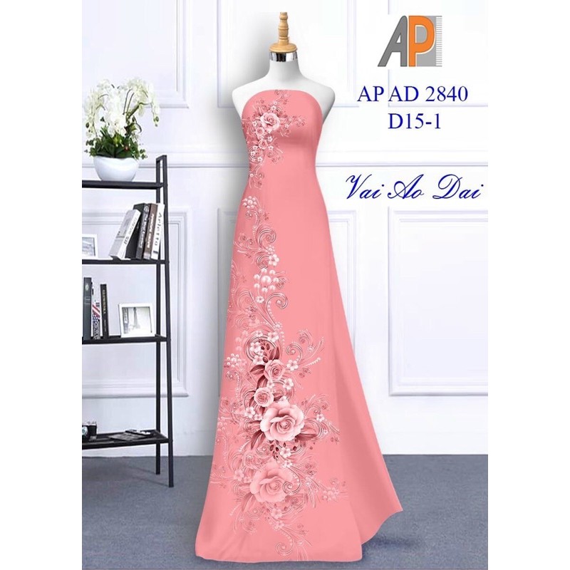 Vải áo dài hoa Hồng