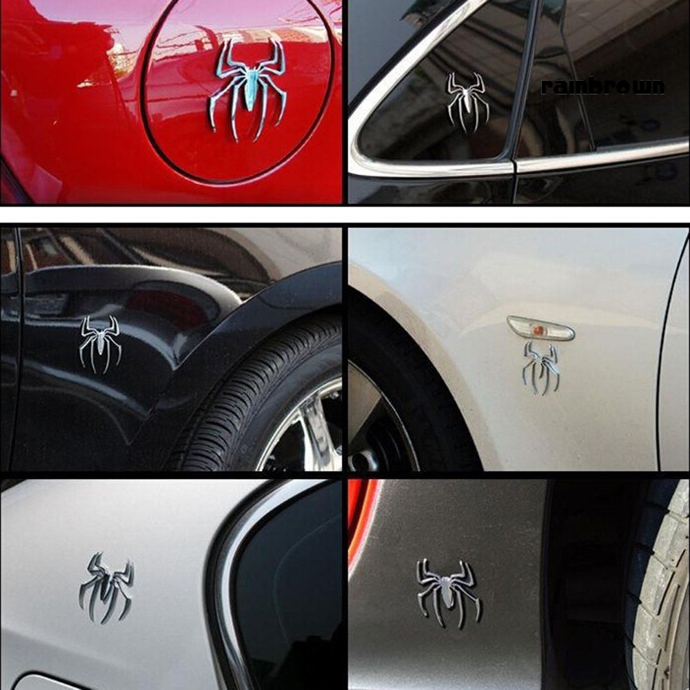 Miếng Dán Trang Trí Xe Hơi Hình Con Nhện 3d Bằng Kim Loại