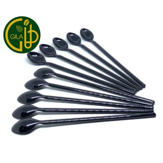 Muỗng nhựa đen dài 20cm (10 cái), dùng cho các quán cà phê, trà sữa, sinh tố...