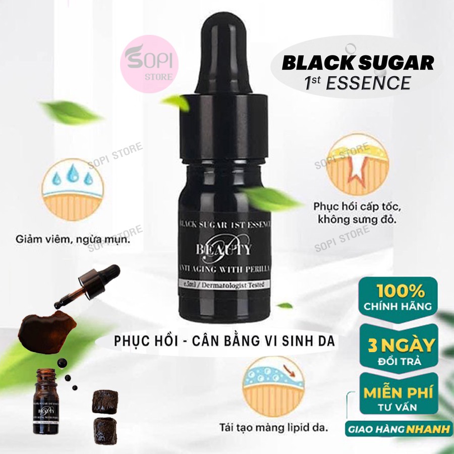 [Mua 3 tặng 1] Serum đường đen Black Sugar Ist Essence 5ml chính hãng, ngừa mụn, xoá thâm mụn, dưỡng da mụn - Sopi Store