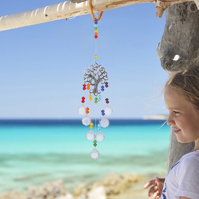 Chuông Gió Dreamcatcher Đính Pha Lê Treo Trang Trí Nhà Cửa/Văn Phòng