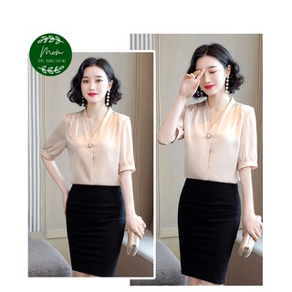 [SIÊU SALE] ÁO SƠ MI VẢI LỤA CỔ KIỂU CHO NỮ