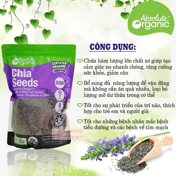 Hạt Chia  Úc Tím- nhập khẩu- Organic Chia Seeds [Bịch 1kg] - LÀM CHÈ DƯỠNG NHAN