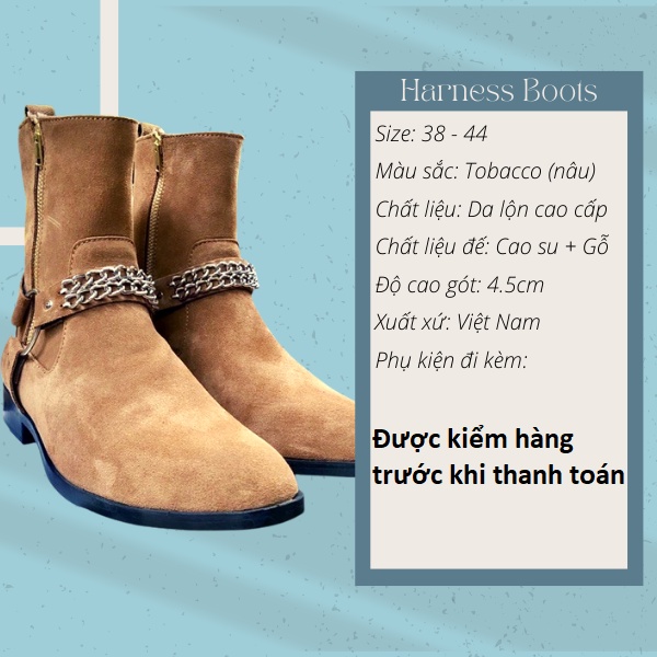 Giày Harness boots cao cổ thời trang nam chất liệu da lộn đế crepe độn 3.5cm | BigBuy360 - bigbuy360.vn