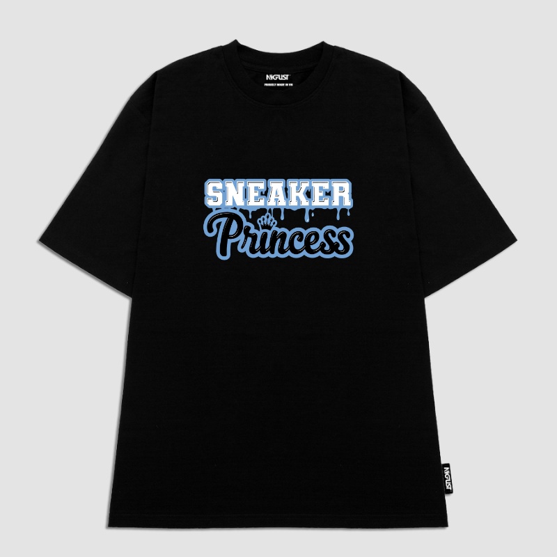 Áo Thun đen trắng tay lỡ NIGUST Sneaker Princess N112 vải cotton cao cấp 4C Fullbox