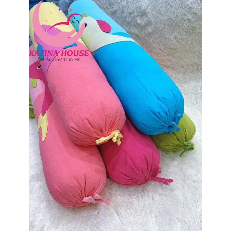 Gối ôm cho bé 70cm, gối cotton mềm mát họa tiết đắp hình cá dễ thương, phù hợp cho bé từ 1 tuổi