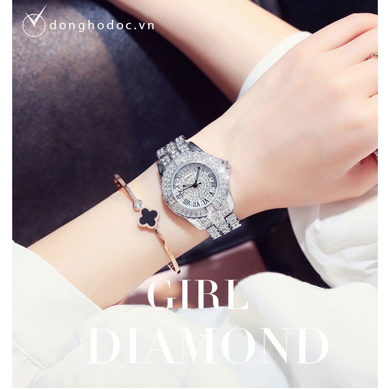 Đồng hồ nữ BEE SISTER BSIX dây hợp kim mặt đính full đá style Hàn Quốc | BigBuy360 - bigbuy360.vn