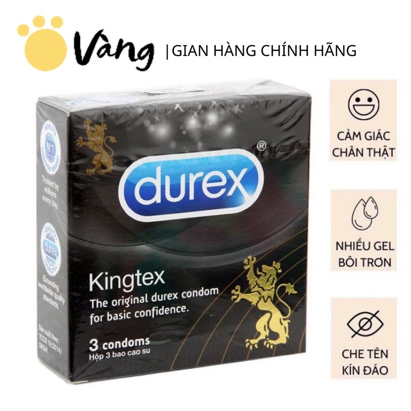 Bao Cao Su Size Nhỏ Durex Kingtex Ôm Sát Va Chạm Chân Thật Hộp 3 Bao