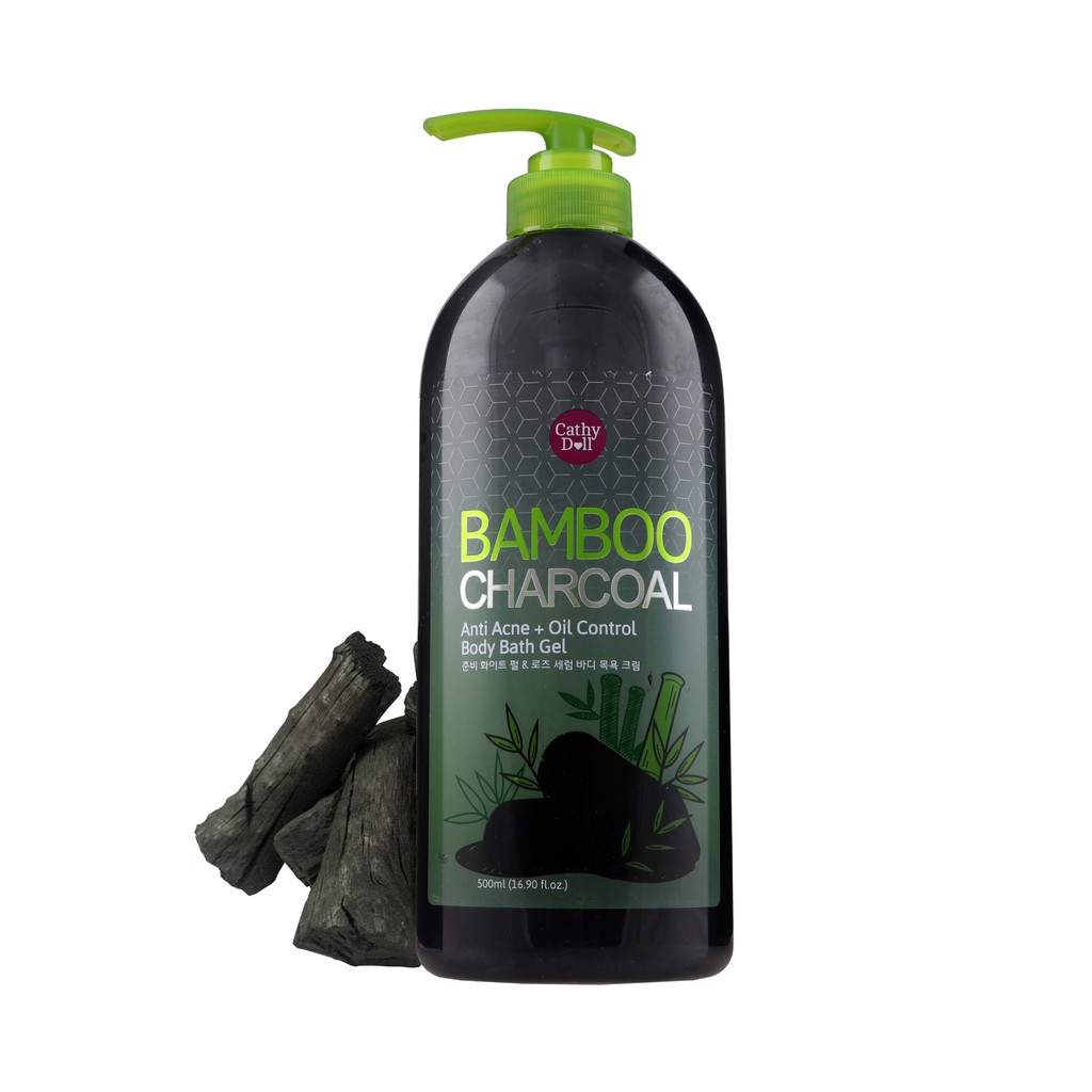 Gel Tắm Than Tre Cathy Doll Bamboo Charcoal Anti Acne+Oil Control Body Bath Gel 500ML (Date cuối T4/2024)