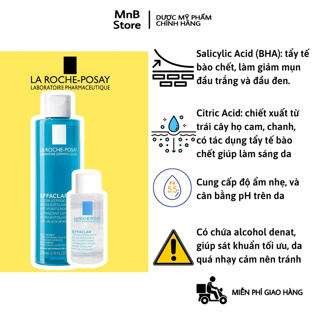 Toner La Roche Posay giảm mụn, kiềm dầu và làm sạch lỗ chân lông - MnB Store