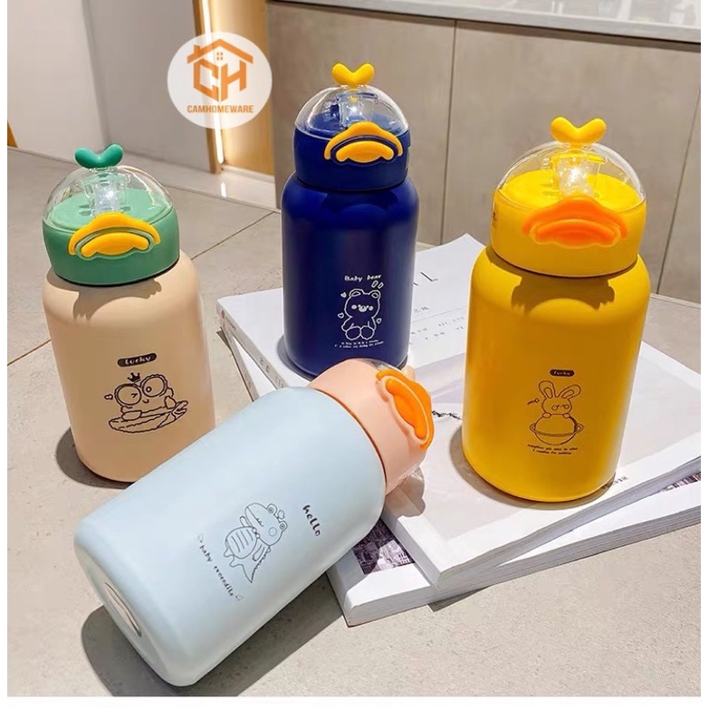 Bình Nước Giữ Nhiệt Lõi Inox Có Ống Hút Hình Ngộ Nghĩnh