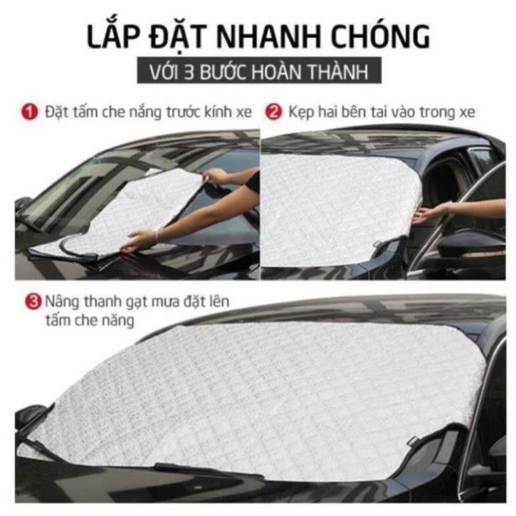 Tấm Bạt Che Nắng Kính Lái Ô Tô-Tấm che nắng kính lái ô tô Chống Nắng, Chống Nóng, Loại Dày, Có 4 Lớp Có Video Ảnh Thật