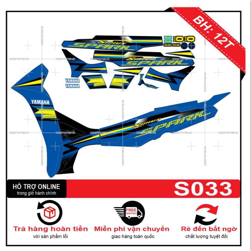 Tem rời sirius xanh đen S033 -- SHIN DECAL 2