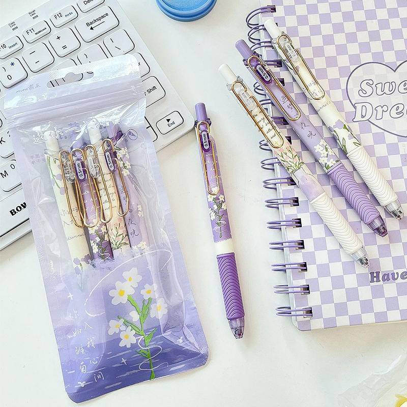 Set 4 Bút Mực Gel Hình Hoa Cúc Dễ Thương Cho Học Sinh