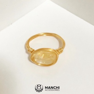 Nhẫn đá Citrine handmade dây vàng