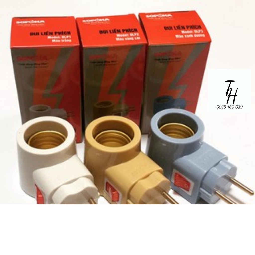 Đuôi đèn liền phích có công tắc-lò xo E27