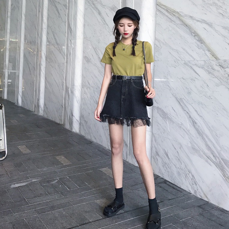 Chân váy jean chữ a mini Emilyshop