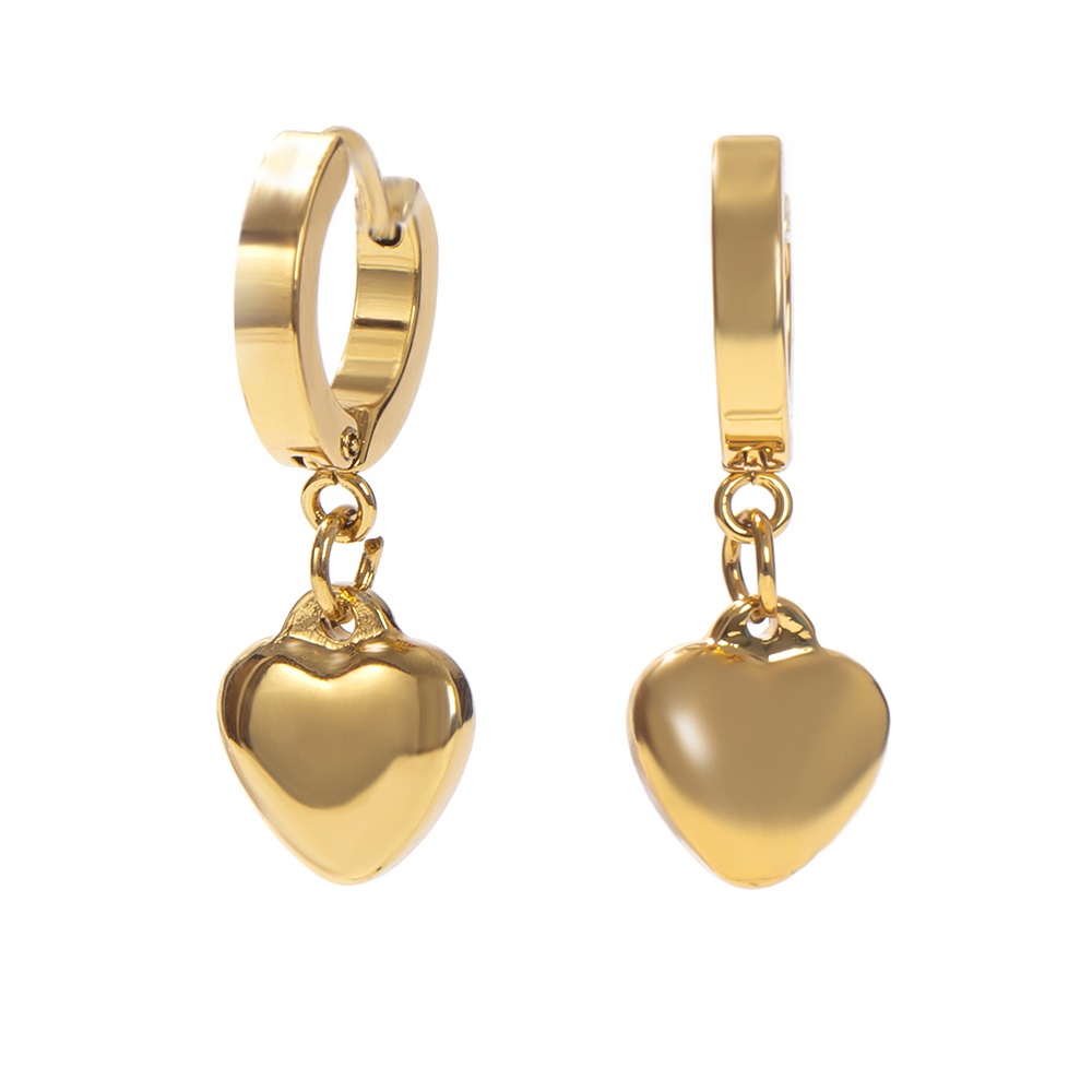 Bông Tai Thời Trang Hình Thánh Giá/Trái Tim Bằng Thép Titan Vàng 18K Cho Nữ