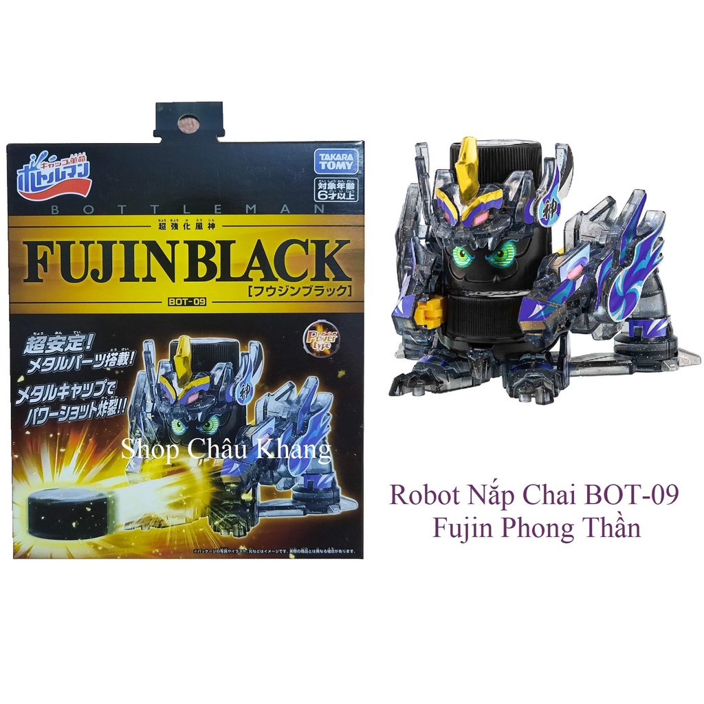 Robot Nắp Chai Fujin Phong Thần (Chiến Vương Nắp Chai Bottleman BOT-09 Fujin Black)