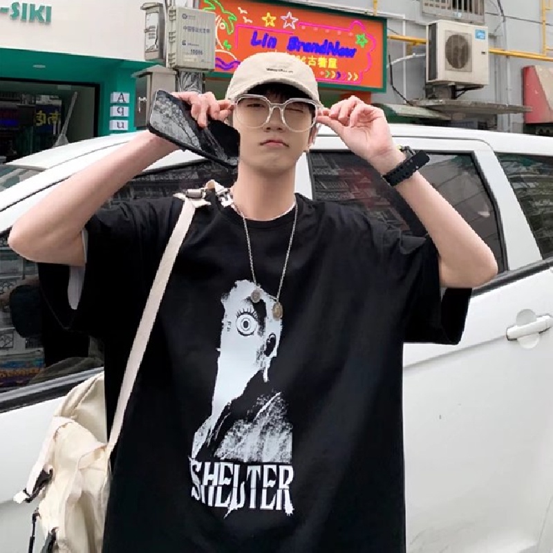 Áo Thun Tay Ngắn Dáng Rộng In Chữ Phong Cách Hip Hop Hàn Quốc Thời Trang Mùa Hè Cho Nam Size M-5XL