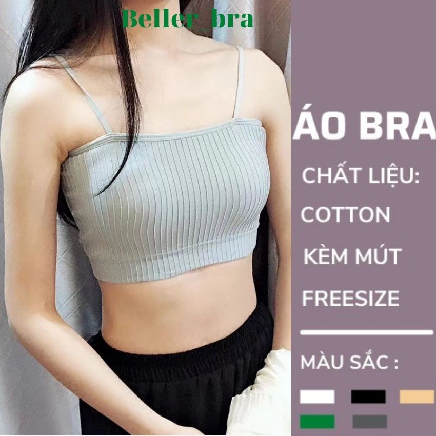 Áo Bra 2 Dây Nữ Cotton Gân Tăm - Áo Ngực Nữ Không Gọng Quyến Rủ B809