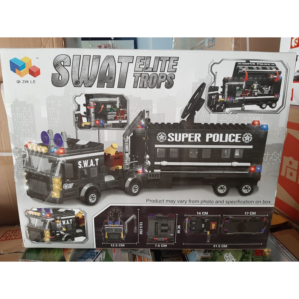 (CÓ SẴN) Lắp ghép Mô hình 22018 SWAT COMBAT COMMAND CAR super police