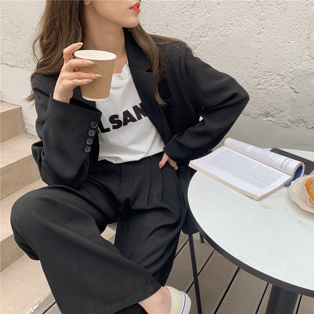 [ORDER] Blazer mỏng cúc lưng style ulzzang Korea (xanh nhạt/ đen) | BigBuy360 - bigbuy360.vn