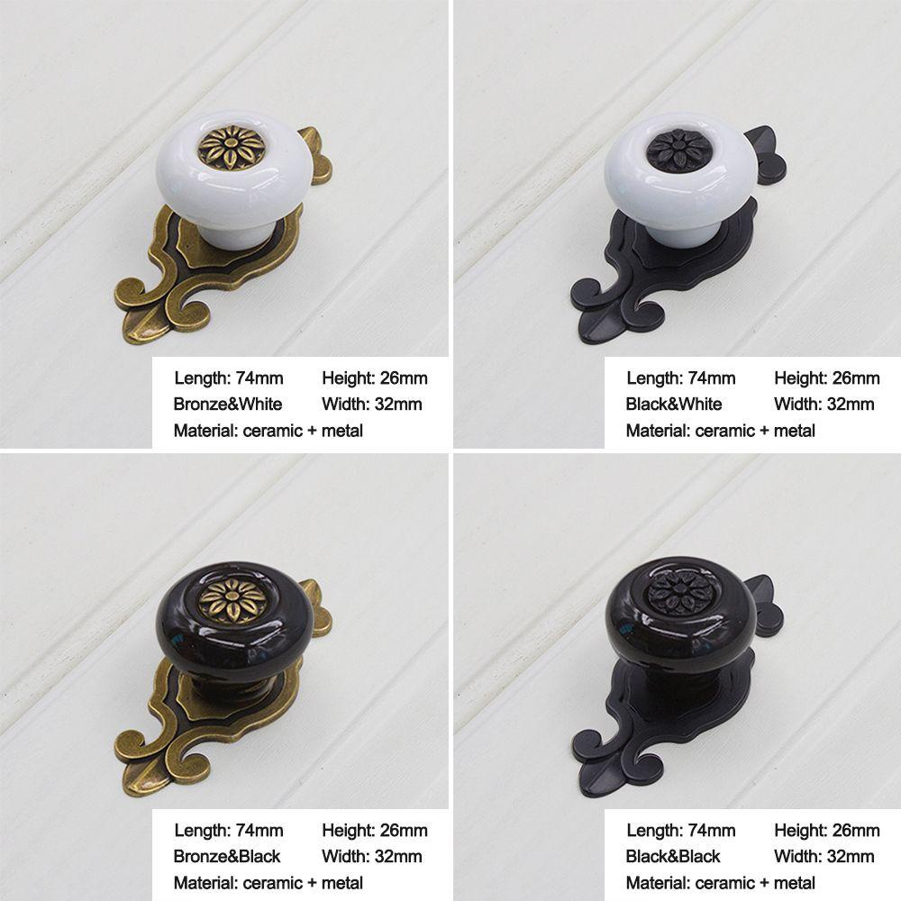 Bộ 2 Núm Tay Cầm Cửa Tủ Bằng Gốm Phong Cách Cổ Điển