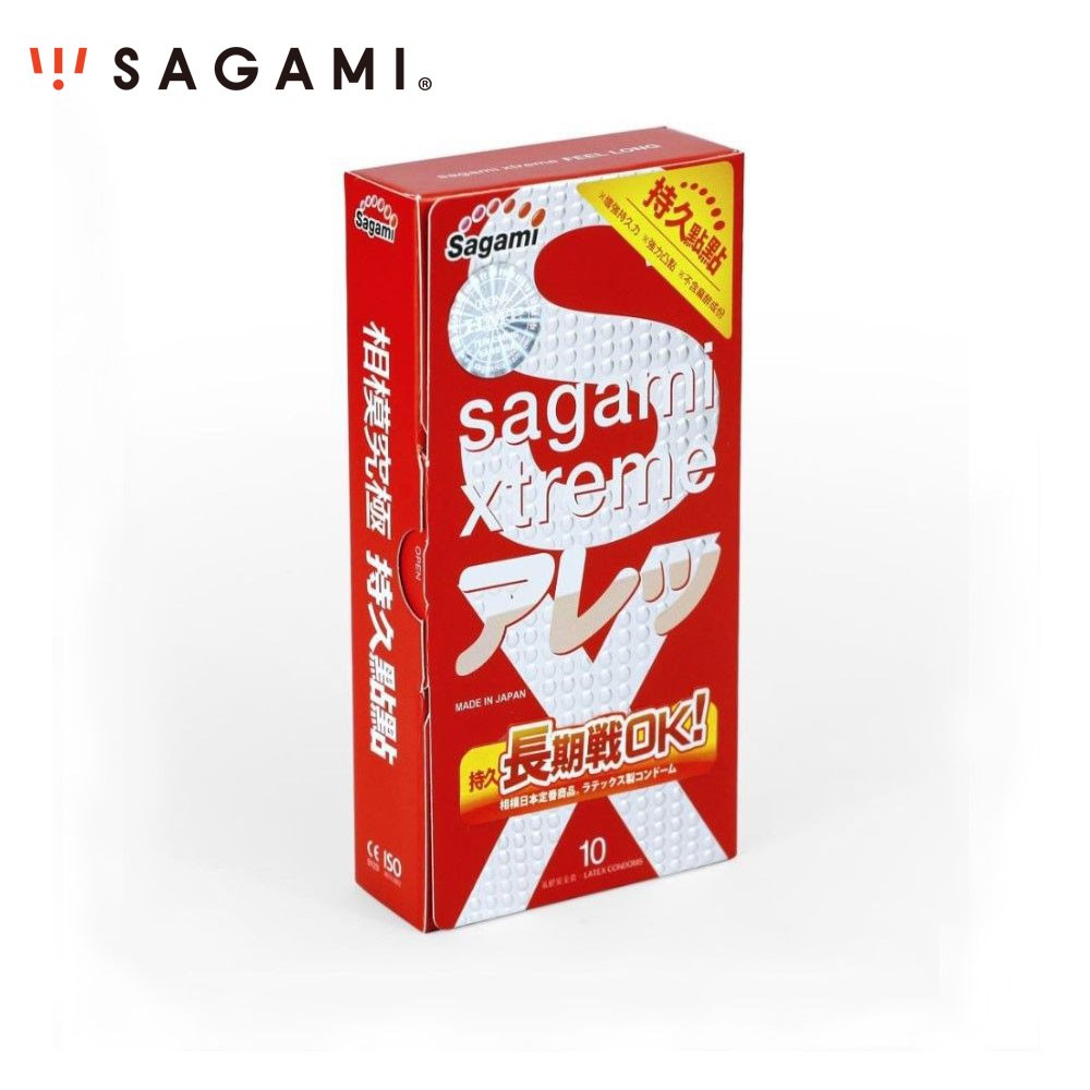 Bao Cao Su Kéo Dài Thời Gian SAGAMI Xtreme Feel Long Gân Gai, Siêu Mỏng Nhật Bản (Hộp 10 gói)